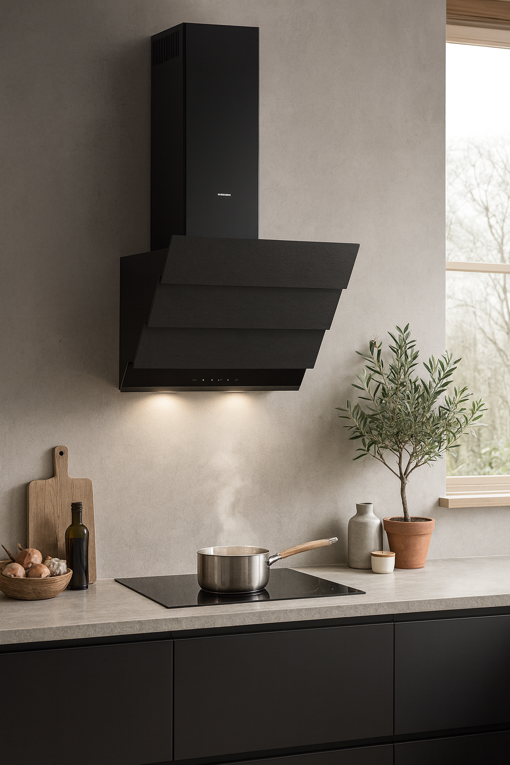 Vægemhætte fra Silverline i 60 & 80 cm - SM 3333 Sort ALBA