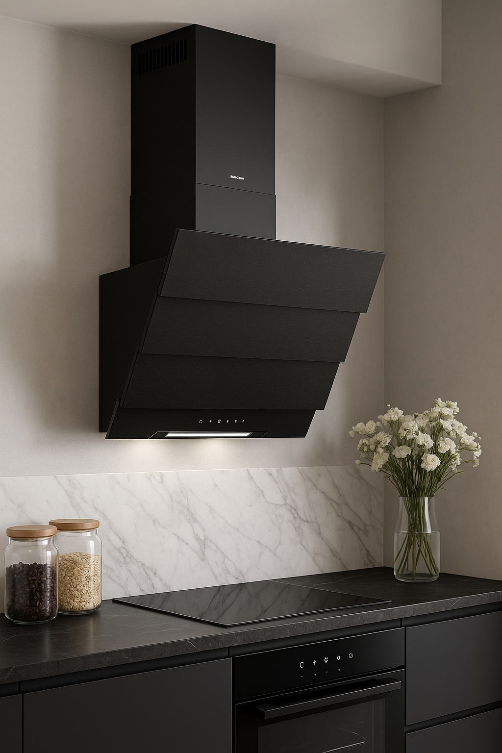 Vægemhætte fra Silverline i 60 & 80 cm - SM 3333 Sort ALBA